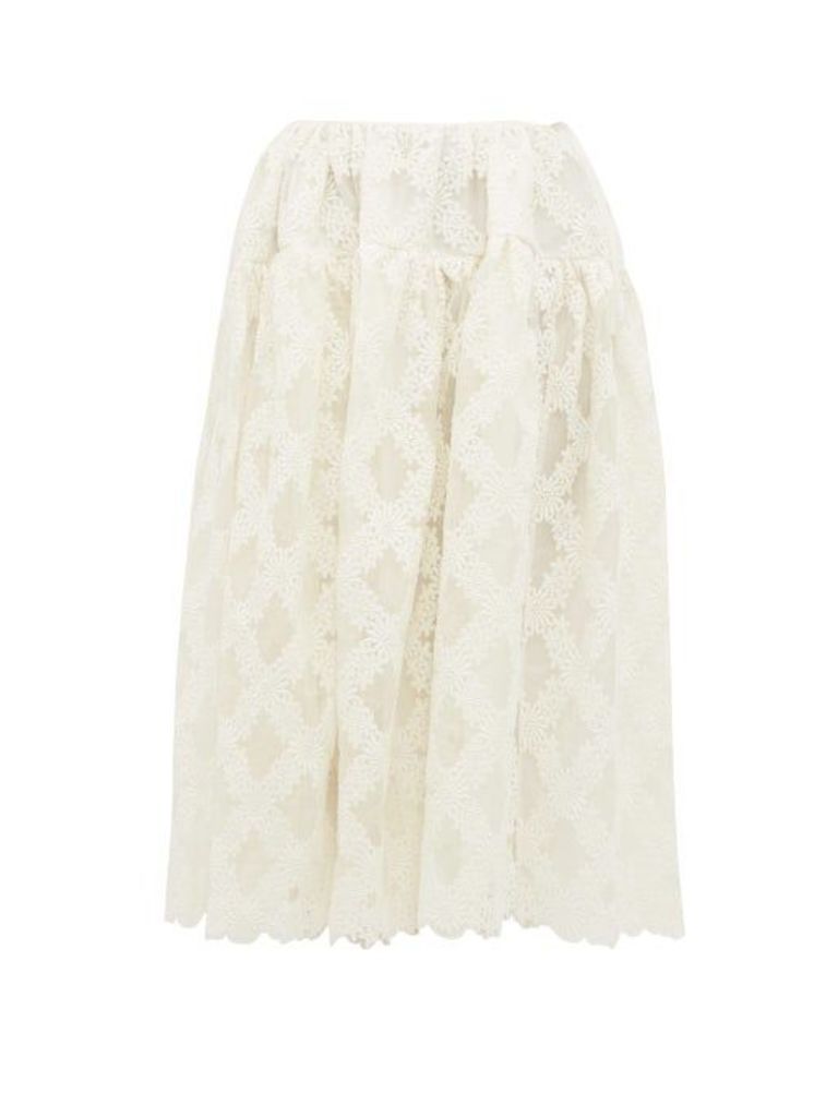Cecilie Bahnsen - Rosa Lee Floral Embroidered Organza Skirt - Womens - Ivory