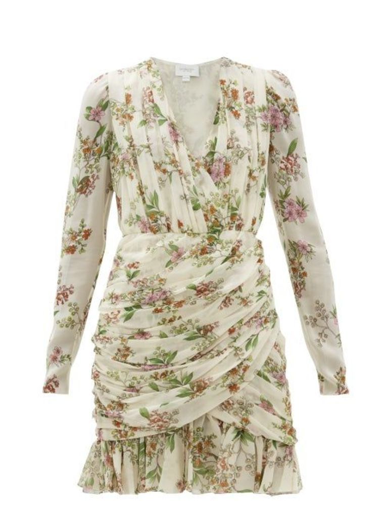 Giambattista Valli - Ruched Floral-print Silk-georgette Mini Dress - Womens - Ivory Multi