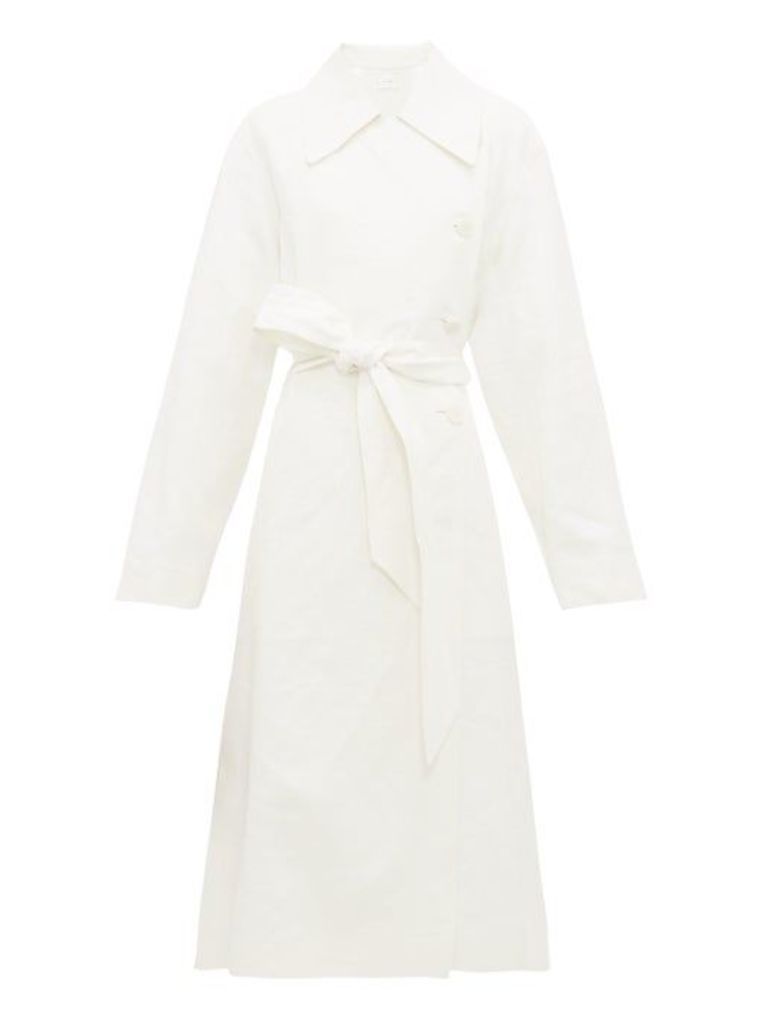 The Row - Efo Stonewashed Linen-blend Trench Coat - Womens - White