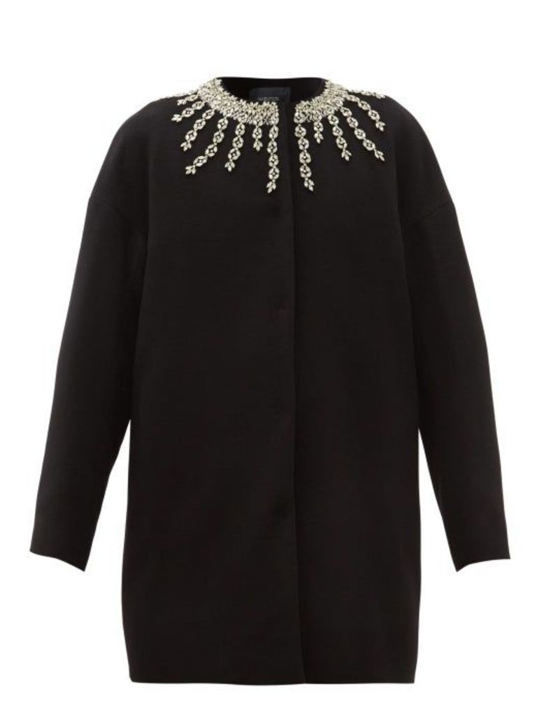 Giambattista Valli - Crystal-embroidered Collarless Coat - Womens - Black
