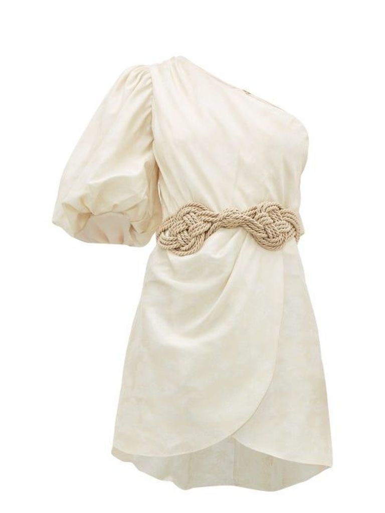 Johanna Ortiz - Ancestral Maloca One-shoulder Jacquard Mini Dress - Womens - Ivory