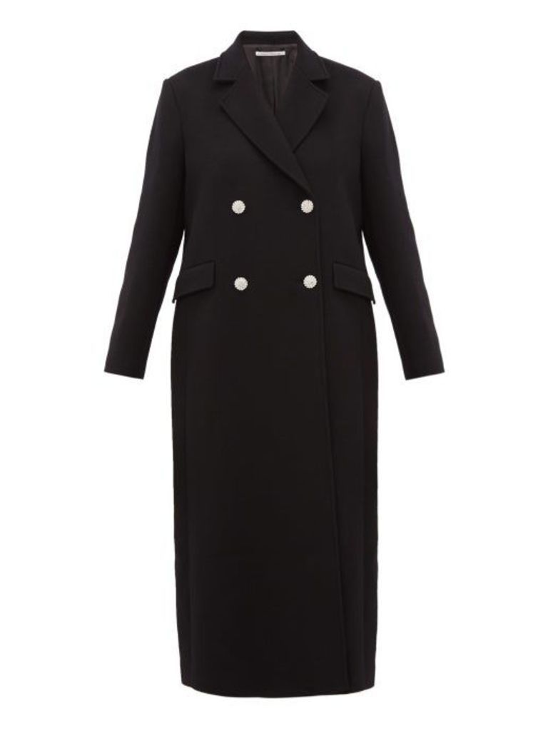 Alessandra Rich - Double-breasted Crystal-button Wool-blend Coat - Womens - Black