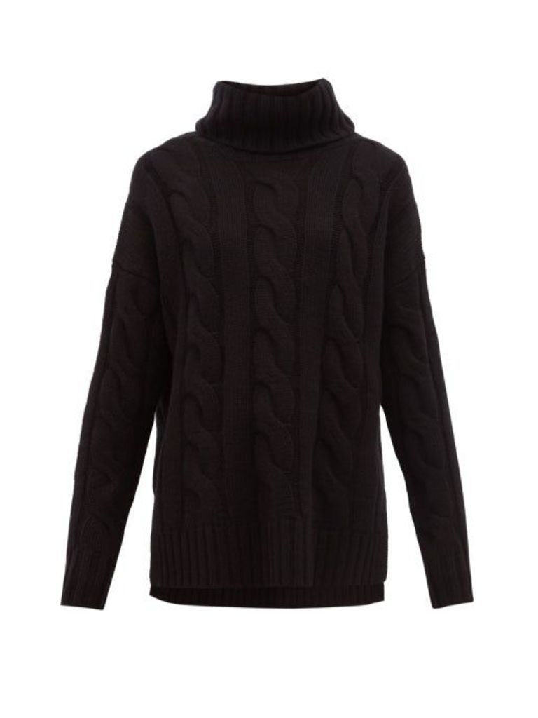Nili Lotan - Brynne Roll-neck Cable-knit Cashmere Sweater - Womens - Black