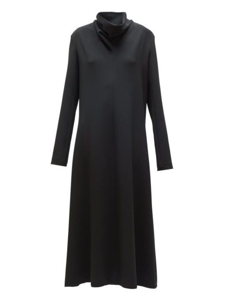 The Row - Barbara Funnel Neck Crepe Midi Dress - Womens - Black
