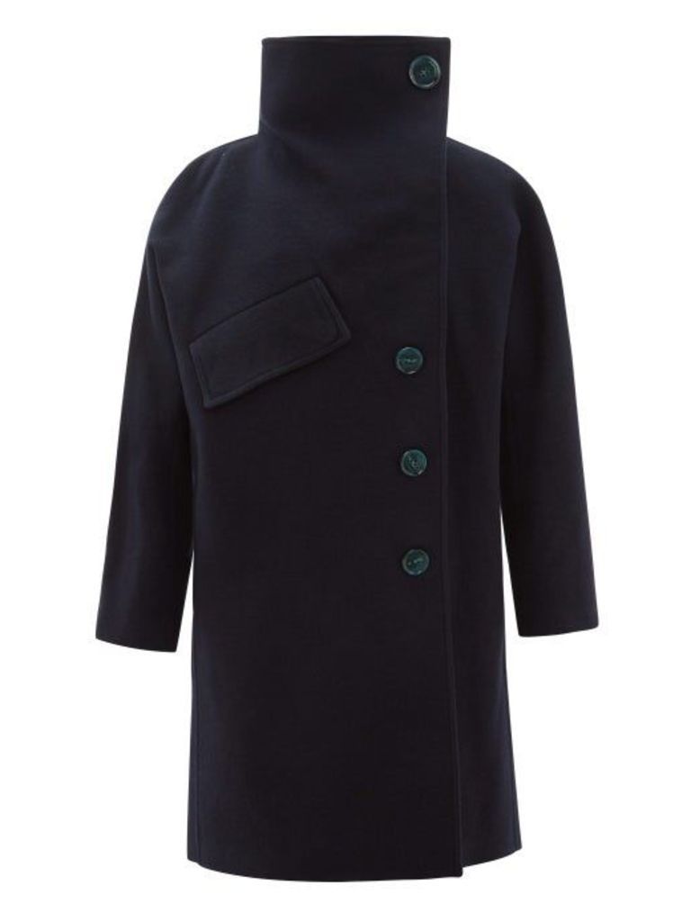 Acne Studios - Ciara Asymmetric Wool-blend Overcoat - Womens - Navy