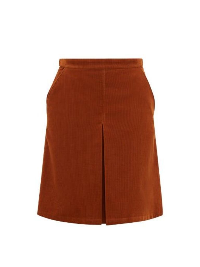 A.P.C. - Coco Box-pleated Cotton-blend Corduroy Skirt - Womens - Brown
