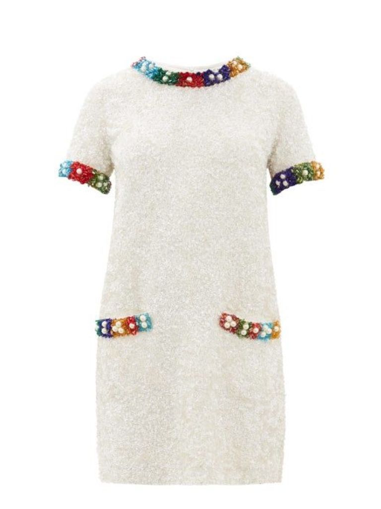 Ashish - Beaded T-shirt Mini Dress - Womens - White