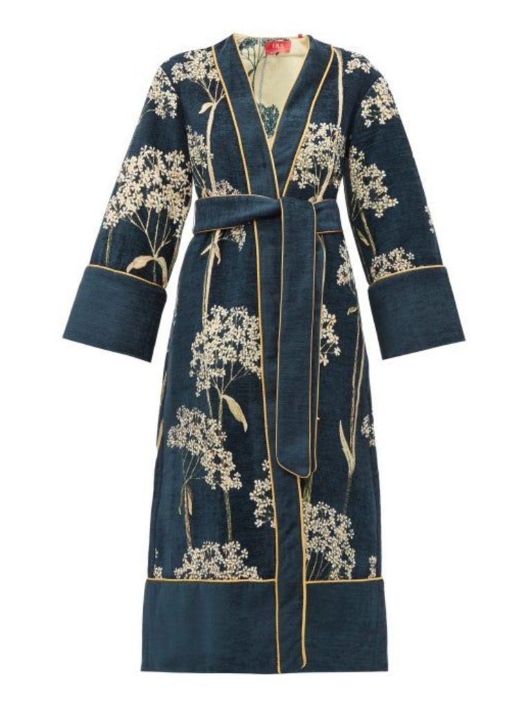 F.r.s - For Restless Sleepers - Nomos Floral-jacquard Chenille Evening Coat - Womens - Navy Multi