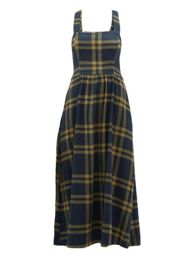 Ace & Jig - Willa Crossed-back Checked Cotton Dress - Womens - Navy Multi