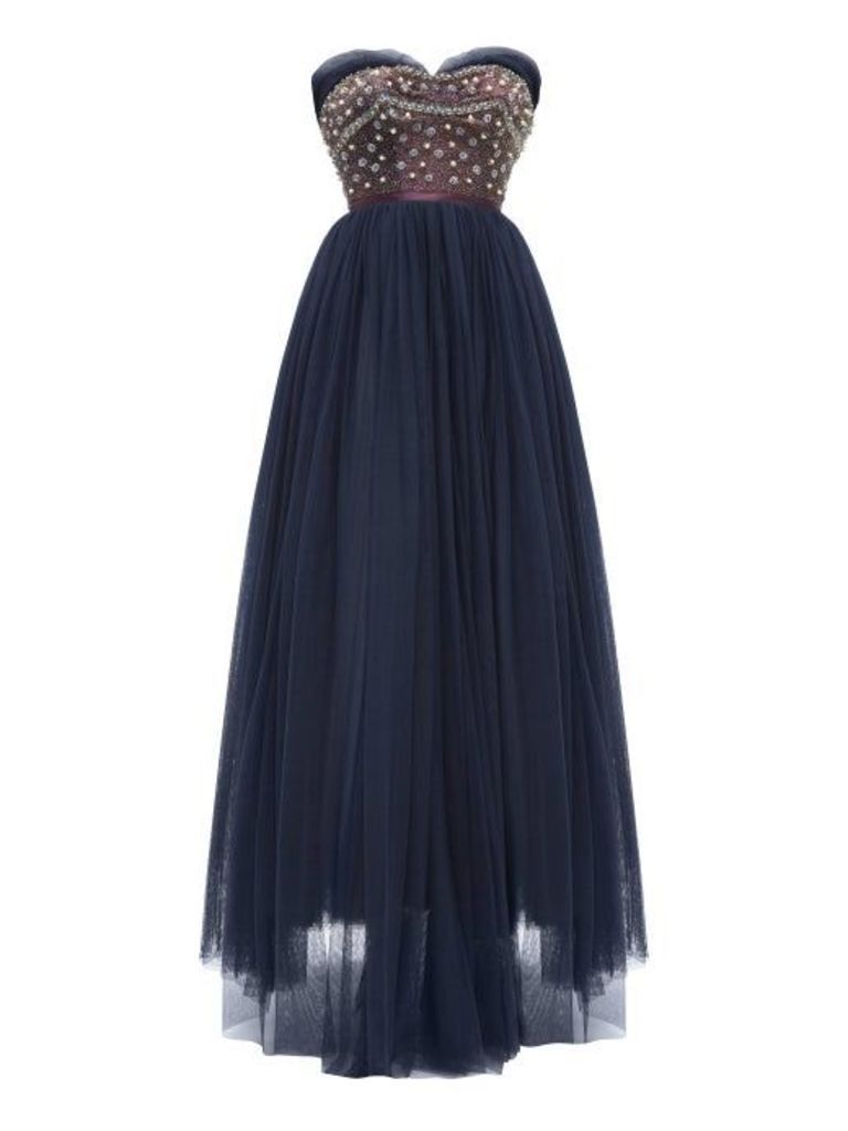 William Vintage - Jacques Heim 1955 Haute Couture Beaded Gown - Womens - Navy