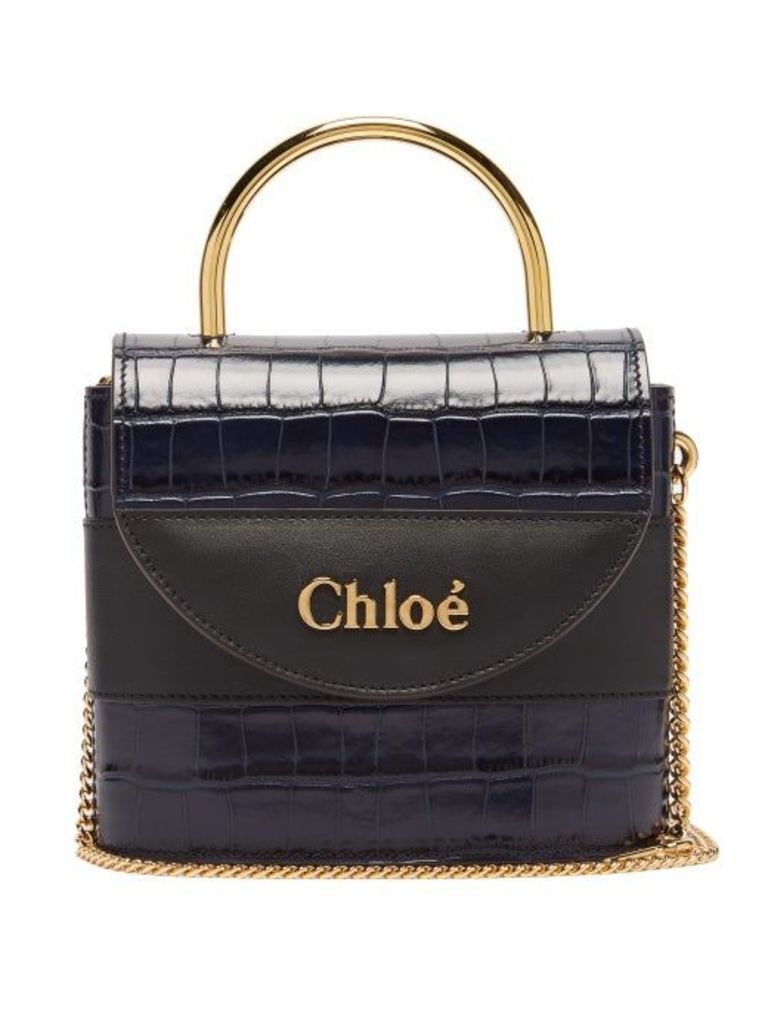 Chloé - Aby Lock Crocodile-effect Leather Cross-body Bag - Womens - Navy
