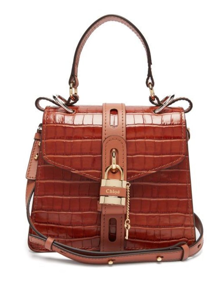 Chloé - Aby Small Crocodile-effect Leather Shoulder Bag - Womens - Brown