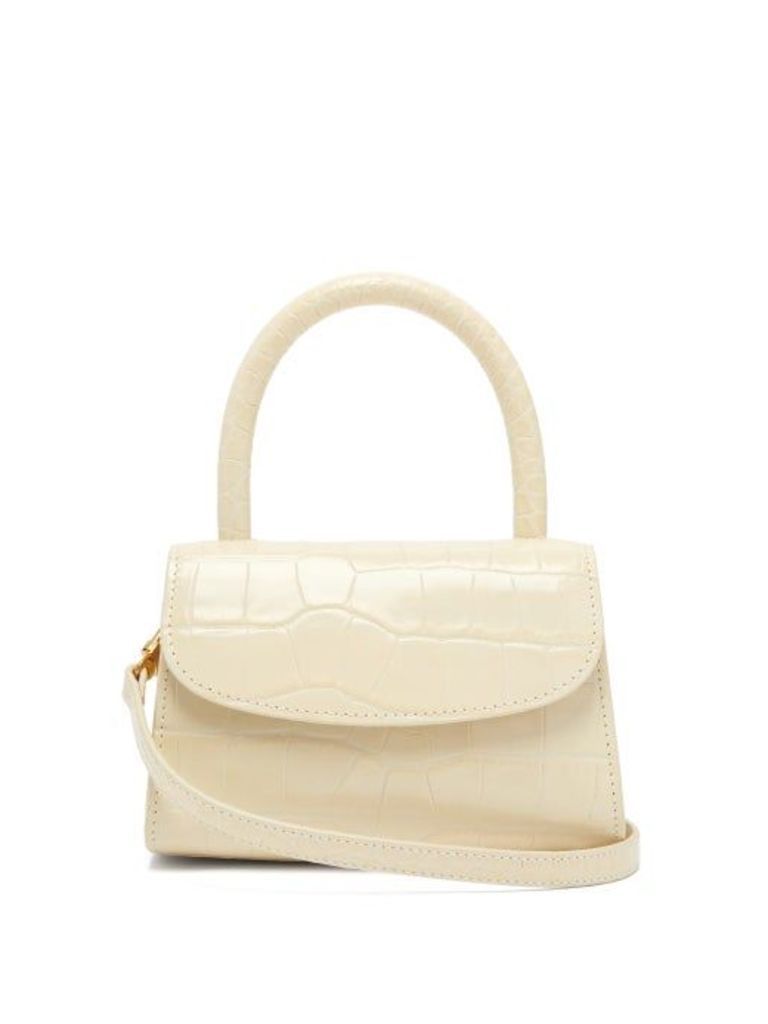 By Far - Mini Crocodile Embossed Leather Handbag - Womens - Ivory