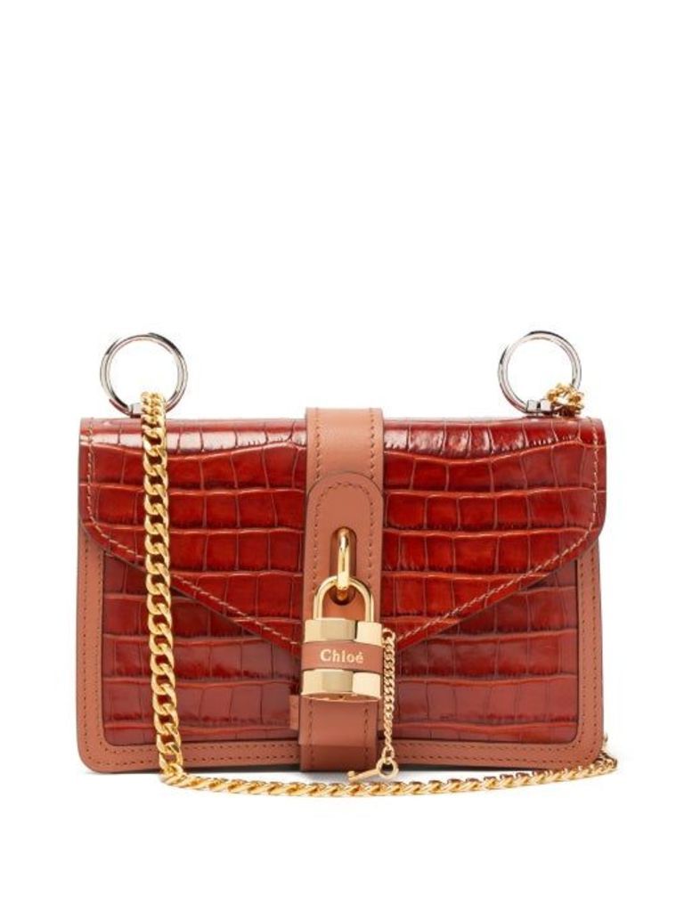 Chloé - Aby Croc-embossed Leather Shoulder Bag - Womens - Brown