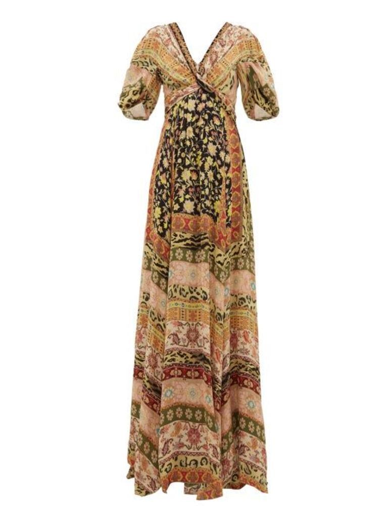 Etro - West Midlands Floral-print Silk Gown - Womens - Yellow Multi