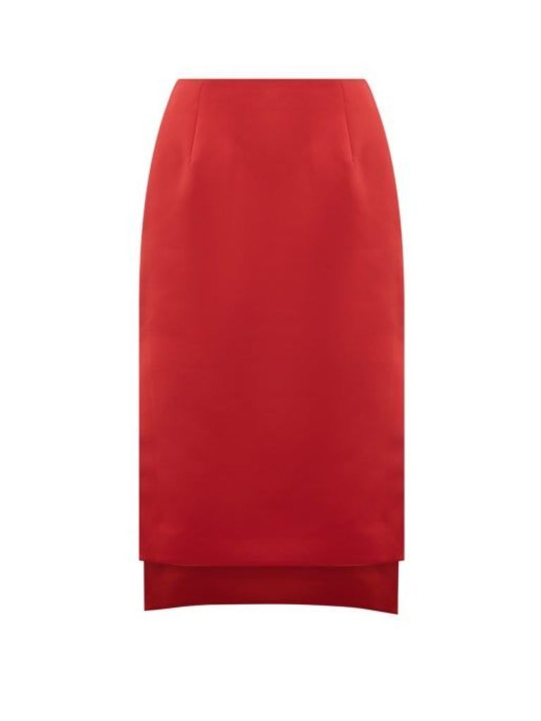 No. 21 - Side-slit Step-hem Satin Skirt - Womens - Red