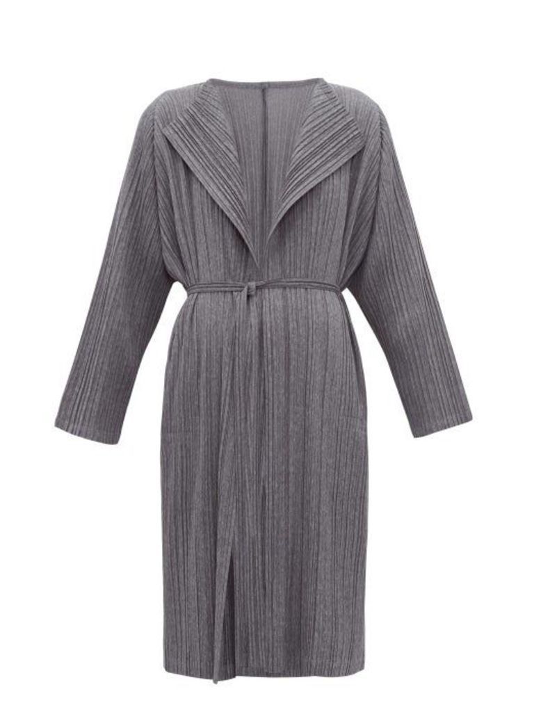 Pleats Please Issey Miyake - Plissé Belted Coat - Womens - Grey