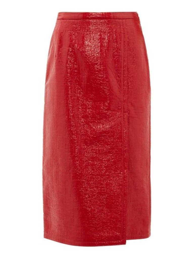 No. 21 - Textured Faux-leather Skirt - Womens - Red