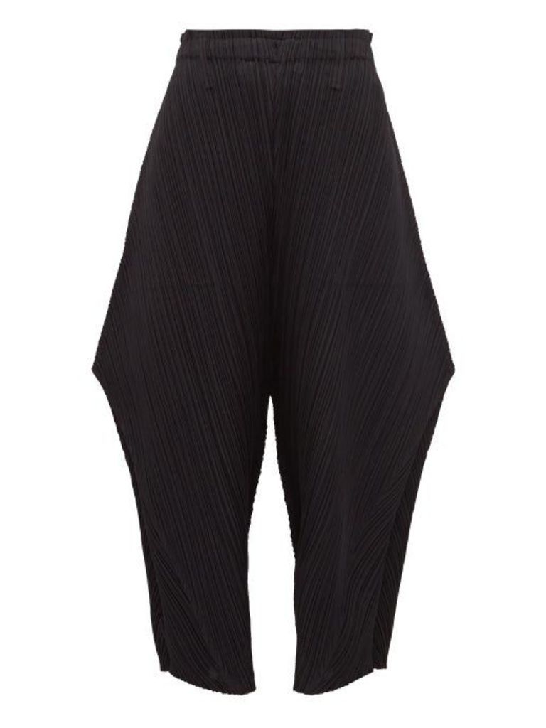 Pleats Please Issey Miyake - Structured Pleated Trousers - Womens - Black