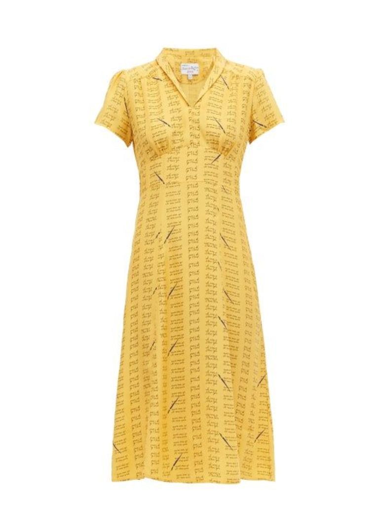 HVN - Morgan Love Notes Silk Dress - Womens - Yellow