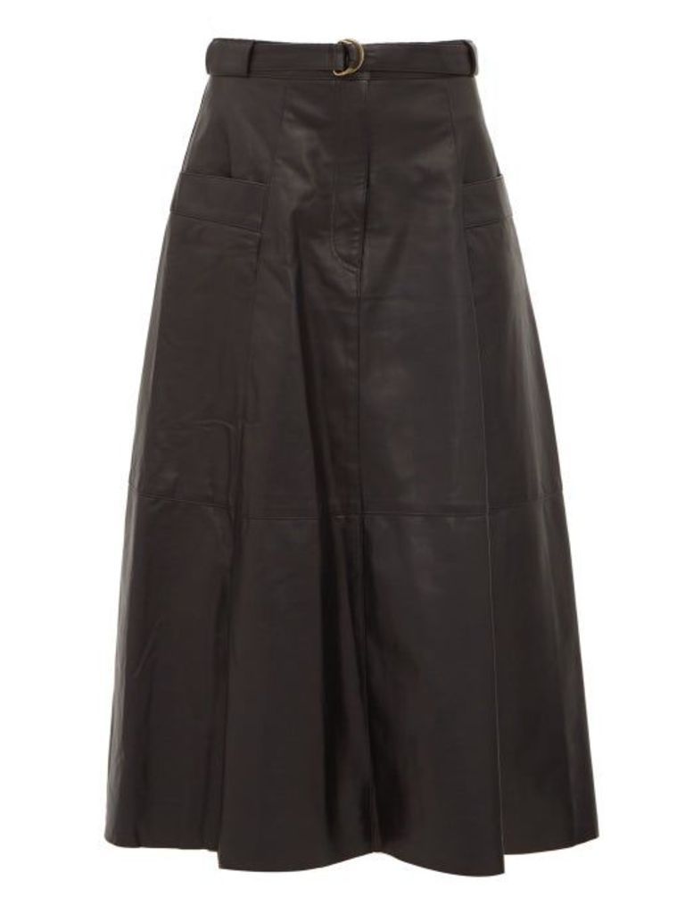 Nili Lotan - Lila Panelled-leather A-line Skirt - Womens - Black