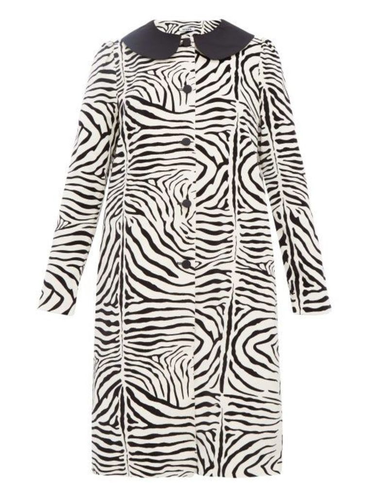 Batsheva - Zebra-print Cotton-velvet Swing Coat - Womens - Cream Multi