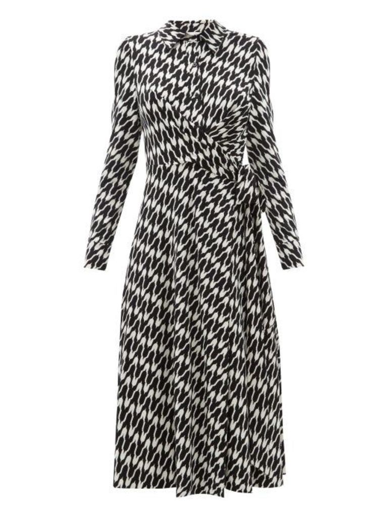 Diane Von Furstenberg - Sana Printed Jersey Wrap Dress - Womens - Black White