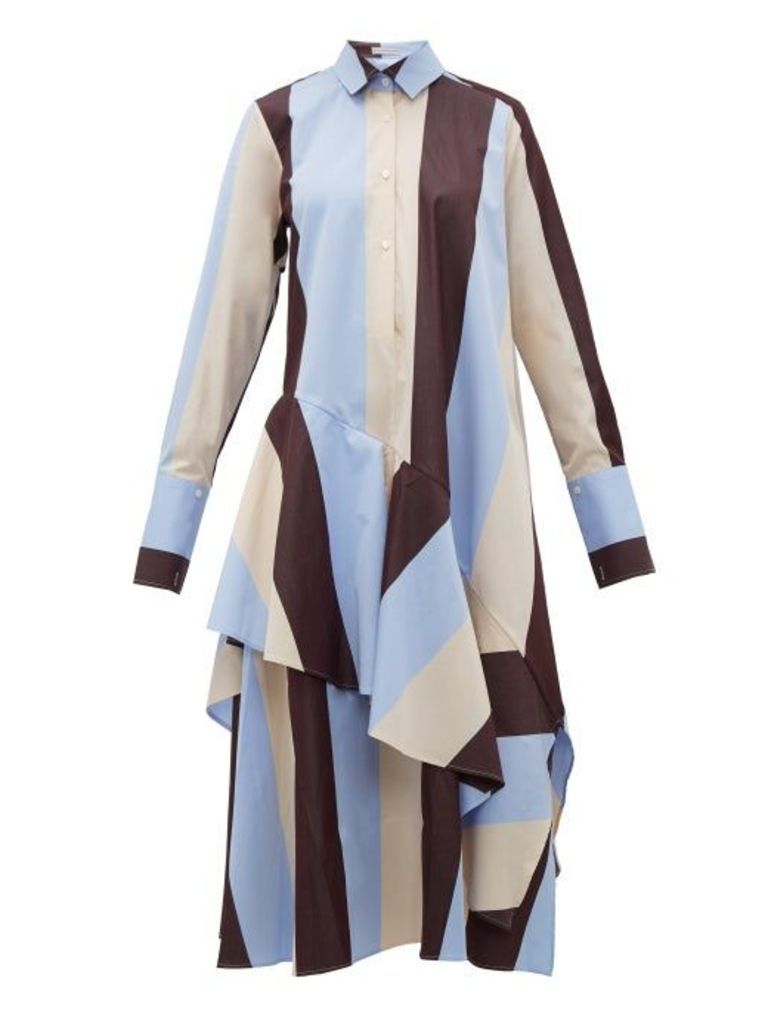 Palmer//harding - Spicy Striped Cotton Shirtdress - Womens - Burgundy Multi