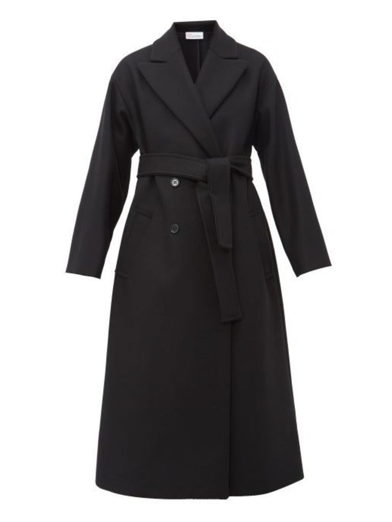 Redvalentino - Belted Double-breasted Wool-blend Coat - Womens - Black