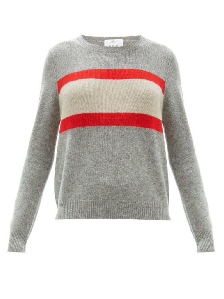 Allude - Stripe-intarsia Wool-blend Sweater - Womens - Grey Multi