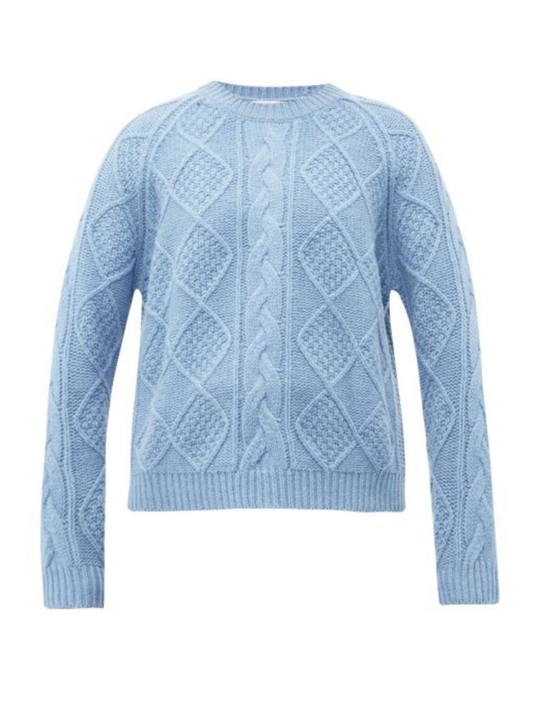 Allude - Cable-knit Wool Sweater - Womens - Light Blue