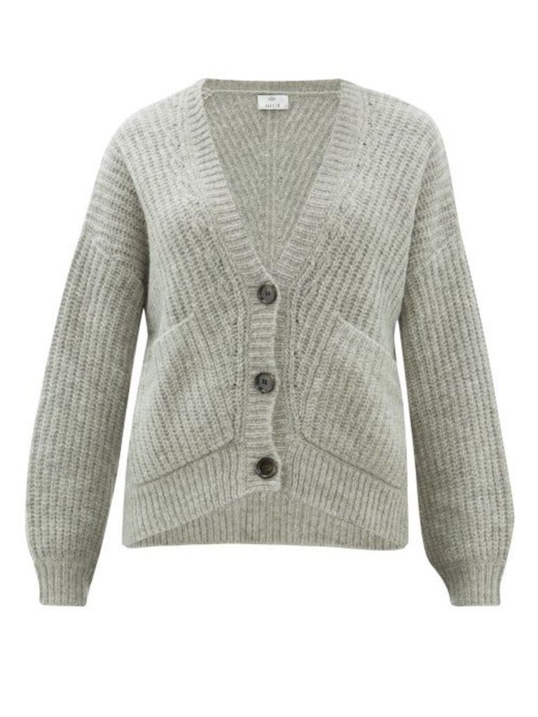 Allude - V-neck Ribbed-knit Cardigan - Womens - Grey
