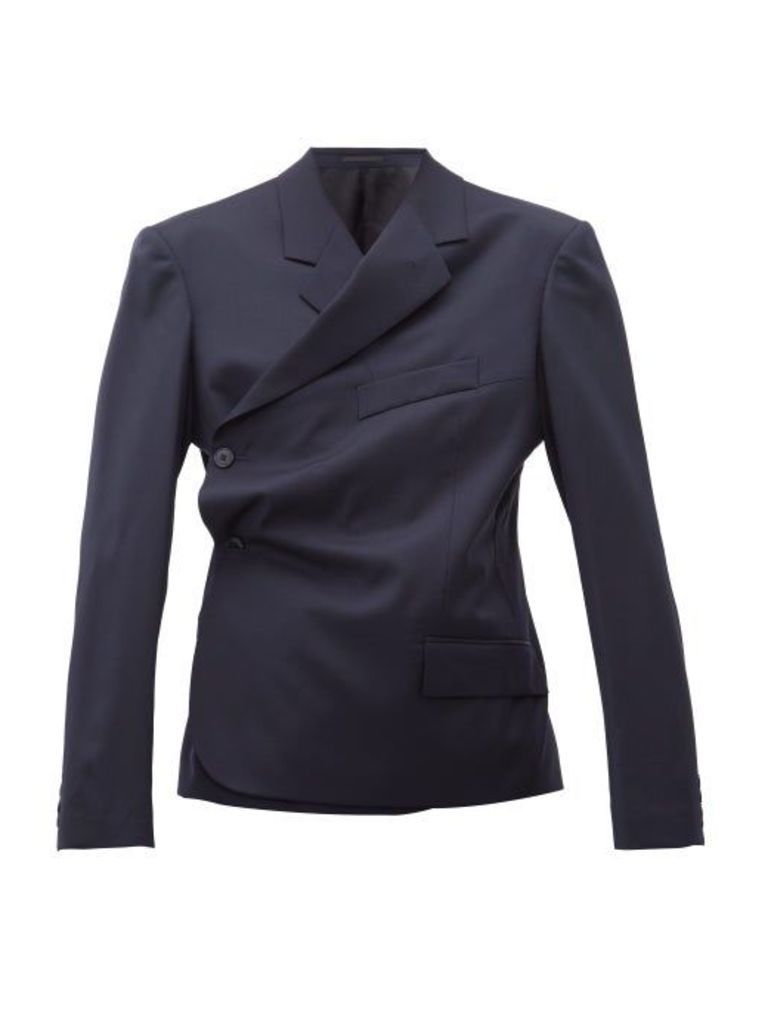 Martine Rose - Double-breasted Wrap Wool-twill Blazer - Womens - Navy