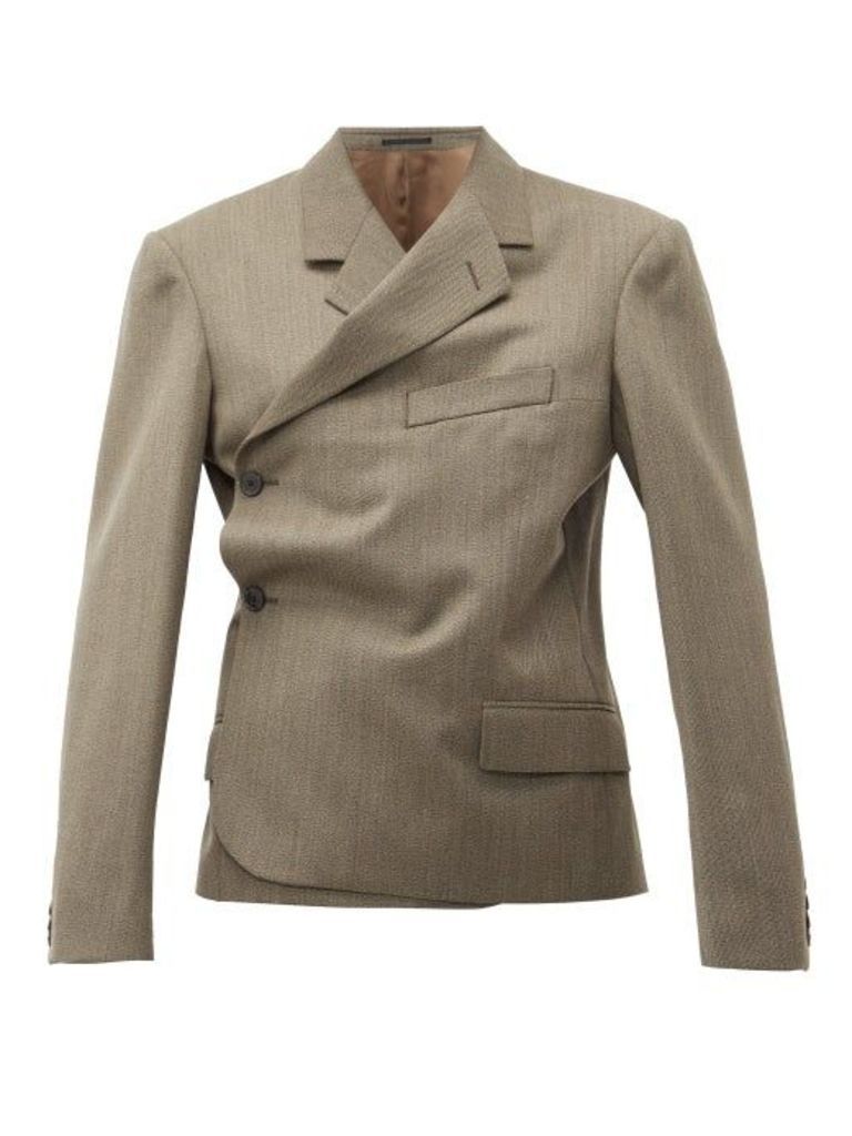 Martine Rose - Double-breasted Wrap Wool Blazer - Womens - Brown