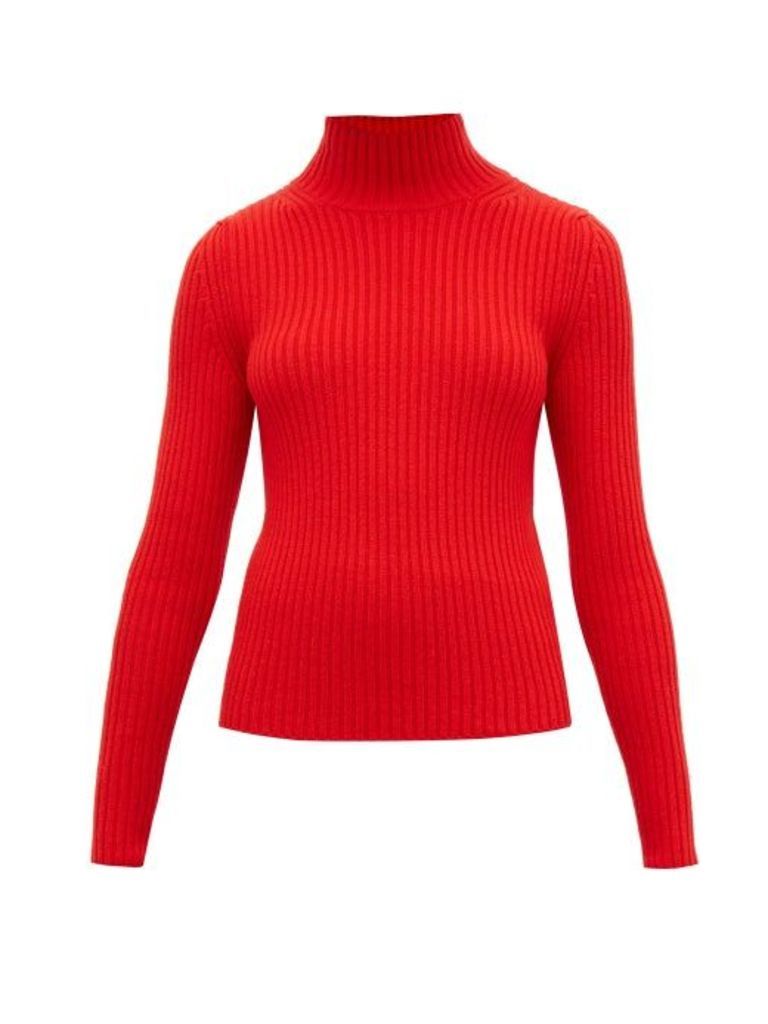 Balenciaga - High-neck Ribbed-knit Sweater - Womens - Red