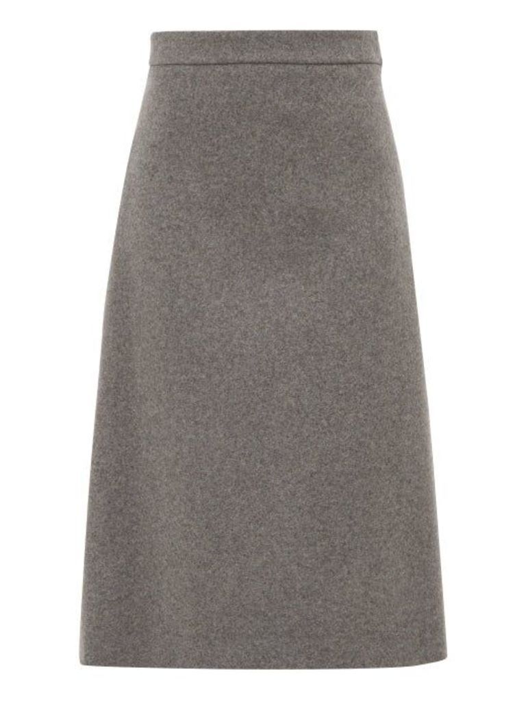 Prada - High Rise Wool Midi Skirt - Womens - Grey