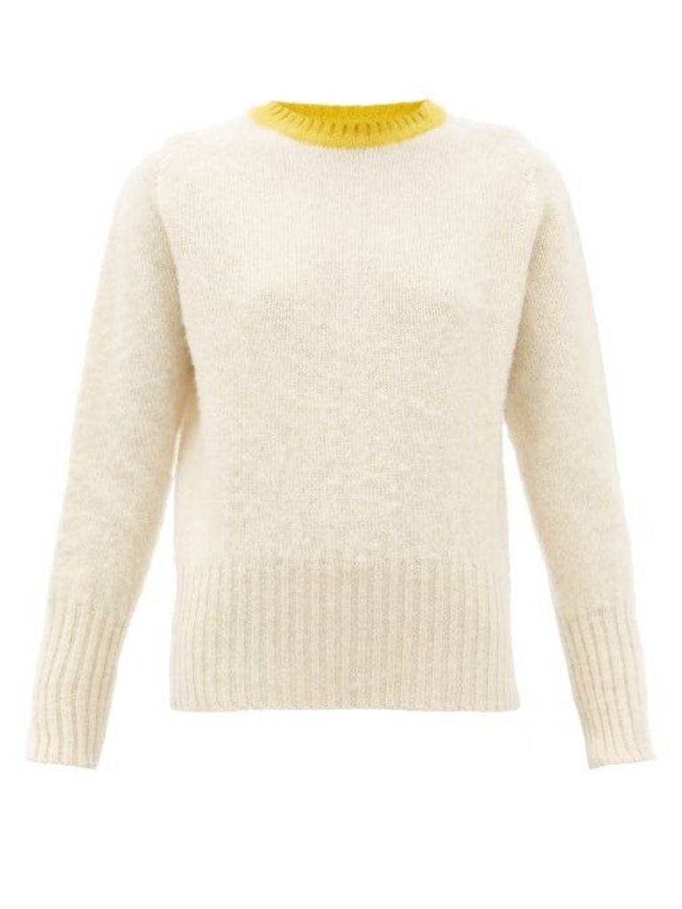 La Fetiche - Viva Contrast-neck Wool Sweater - Womens - Cream