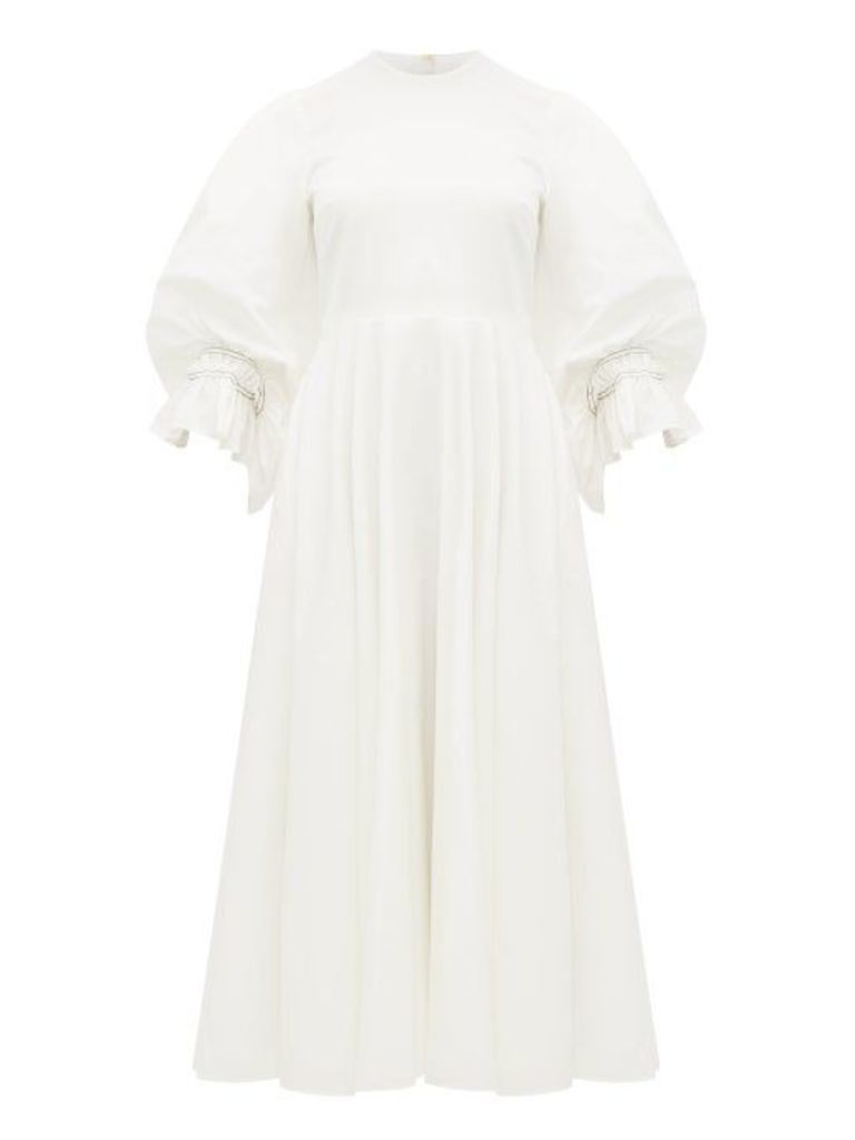 Roksanda - Fife Balloon Sleeve Cotton-poplin Dress - Womens - Ivory