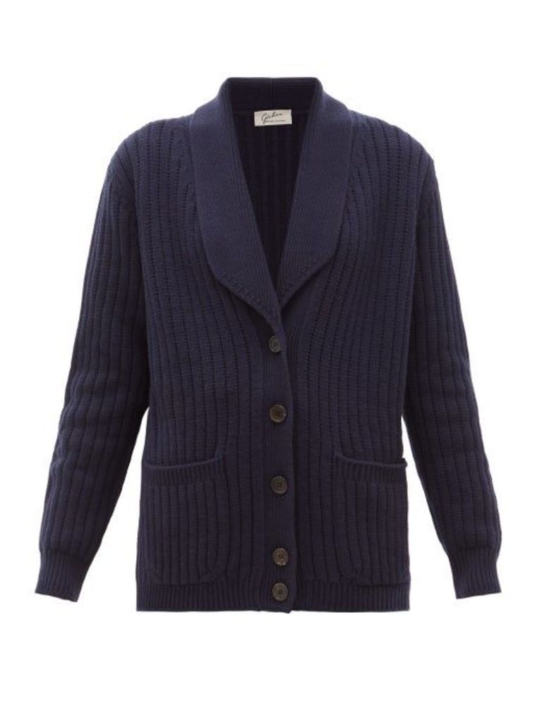 Giuliva Heritage Collection - The Clio Ribbed Wool-blend Cardigan - Womens - Navy