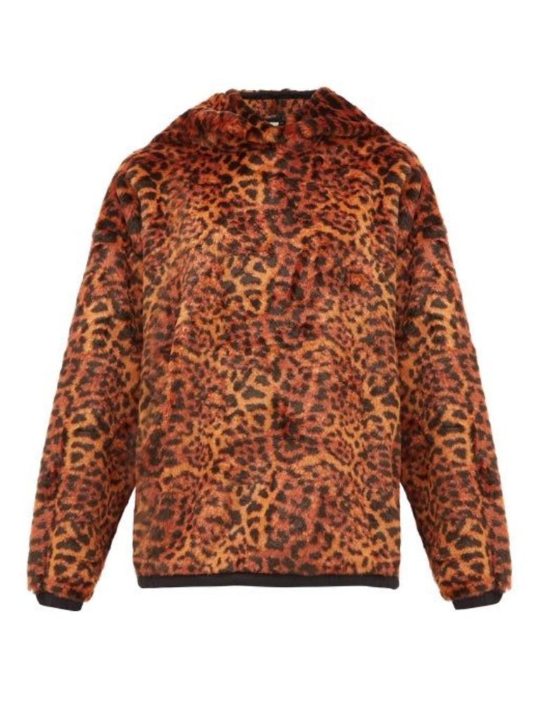 Aries - Leopard Print Faux Fur Hooded Sweatshirt - Womens - Leopard