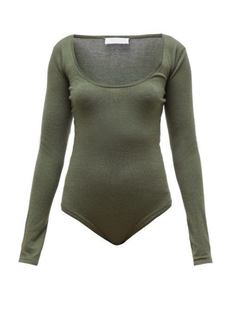 Gabriela Hearst - Emily Scoop-neck Cashmere-blend Bodysuit - Womens - Green