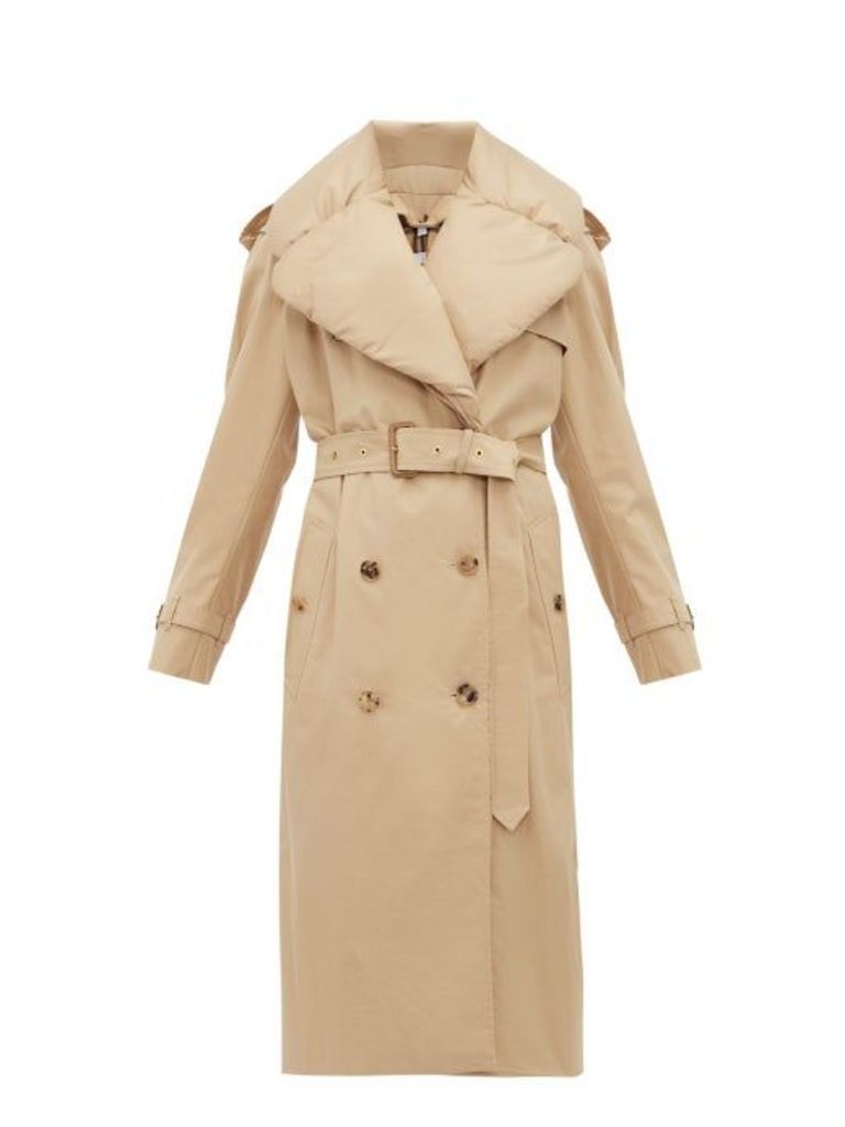 Burberry - Padded Collar Cotton-gabardine Trench Coat - Womens - Light Beige