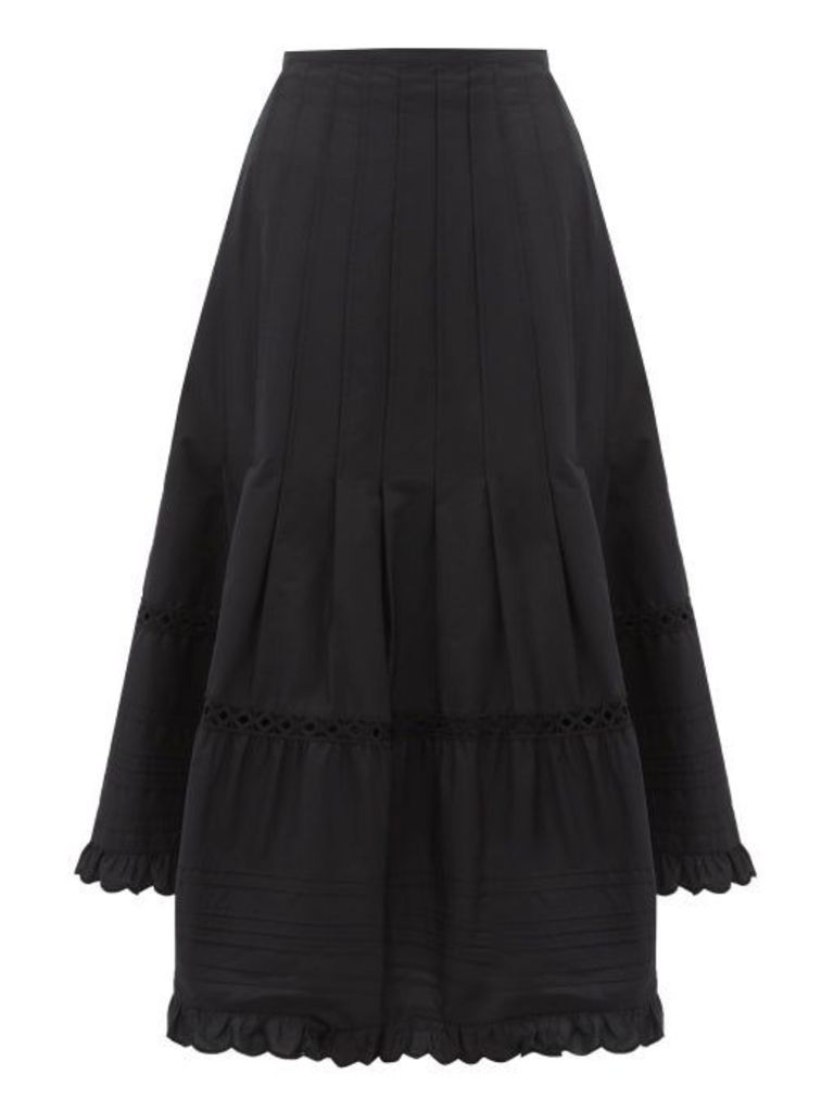 See By Chloé - Asymmetric Hem Cotton-poplin Midi Skirt - Womens - Black
