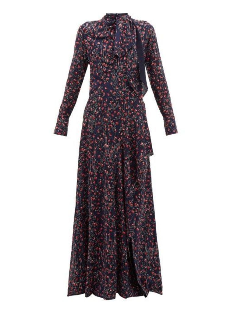 Chloé - Aquatic Floral-print Slit-hem Maxi Dress - Womens - Navy Multi
