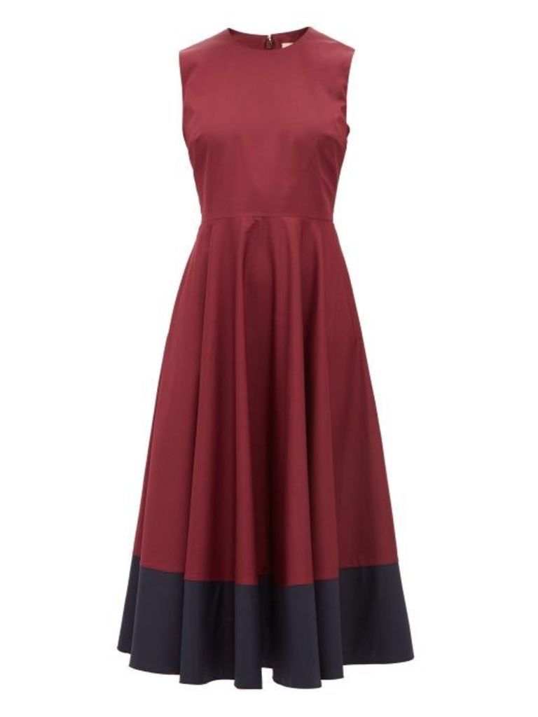Roksanda - Athena Colour-block Cotton Dress - Womens - Burgundy Multi
