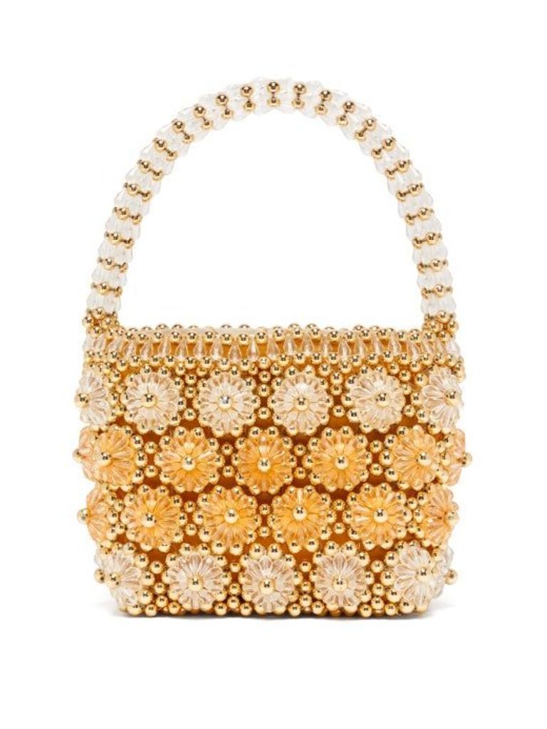 Shrimps - Shelly Beaded Floral Handbag - Womens - Gold Multi