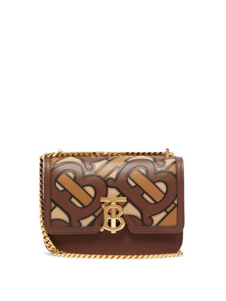 Burberry - Tb Monogram Appliqué Leather Cross Body Bag - Womens - Brown Multi