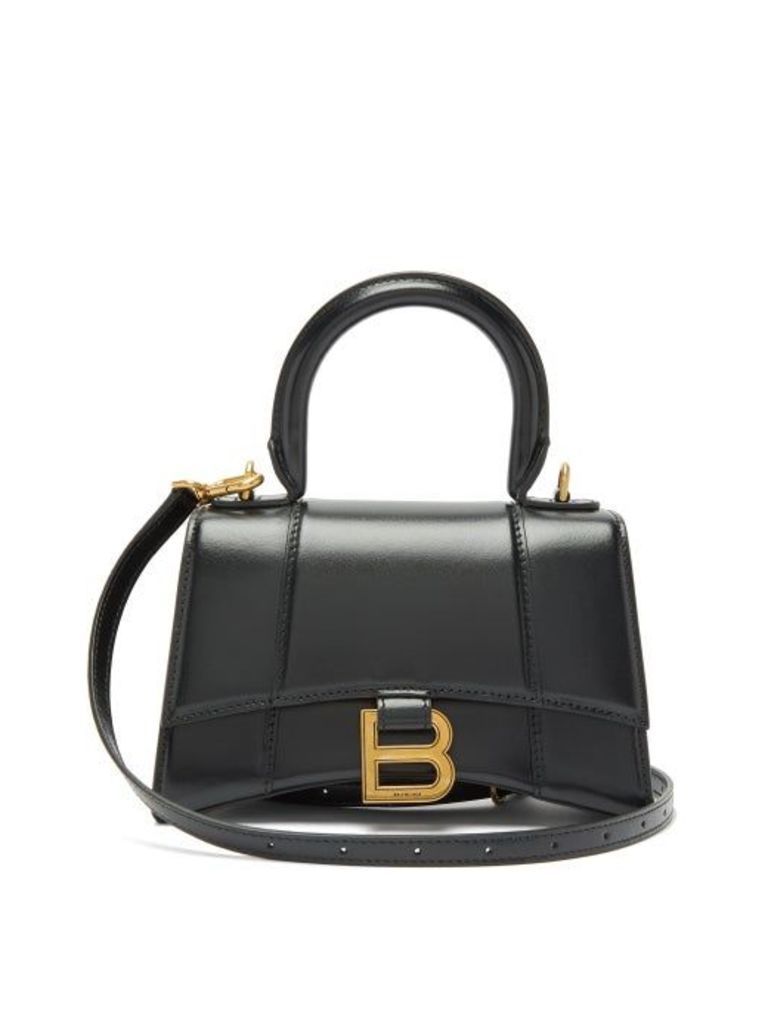 Balenciaga - Hourglass Xs Leather Handbag - Womens - Black
