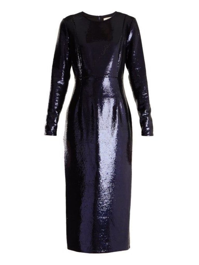 Diane Von Furstenberg - Round Neck Sequin Embellished Dress - Womens - Navy