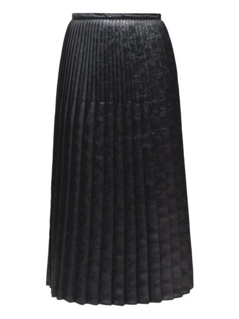 Marni - Pleated Floral Embossed Faux Leather Midi Skirt - Womens - Black